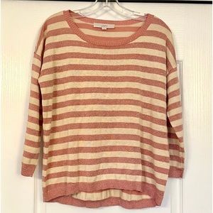 LOFT Pink Shimmer Stripe Sweater Size Small